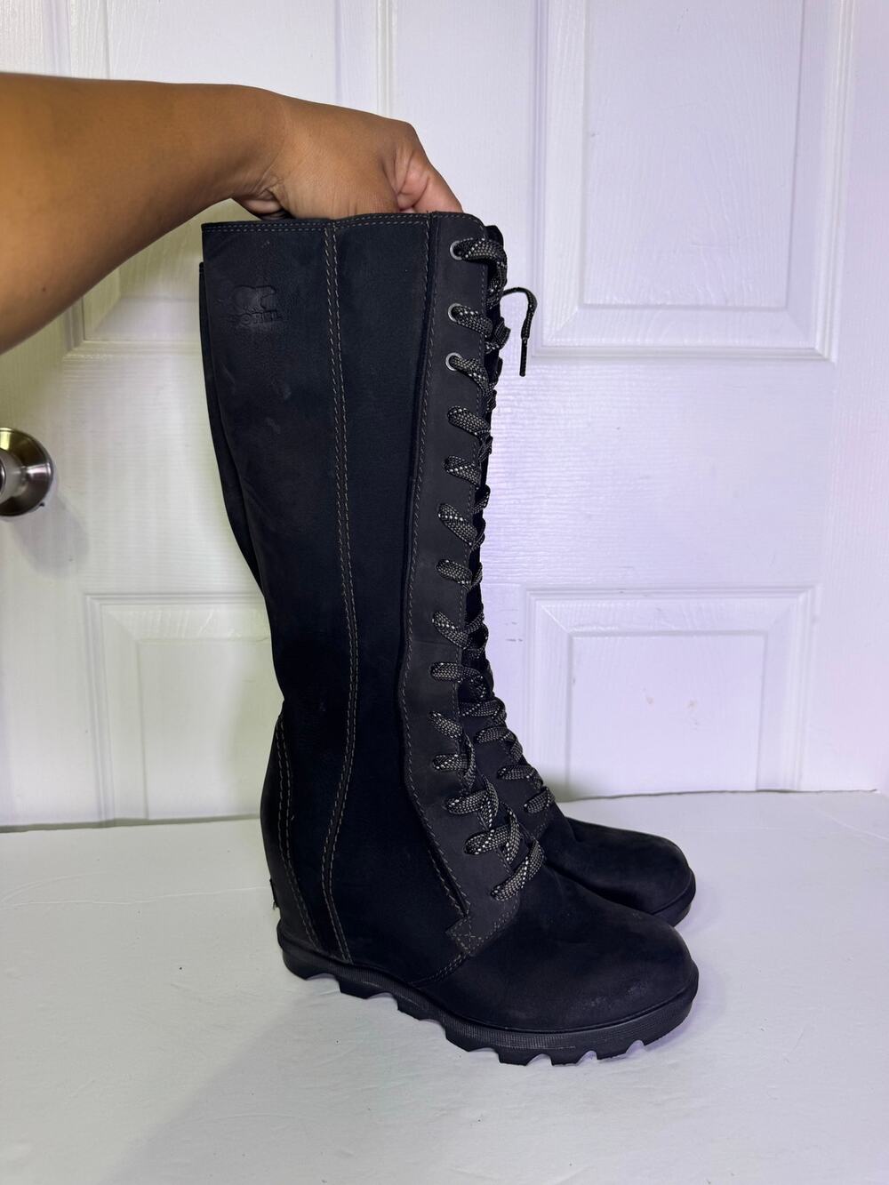 SOREL Joan of Arctic Wedge II Tall Waterproof Boots Black Size 7.5